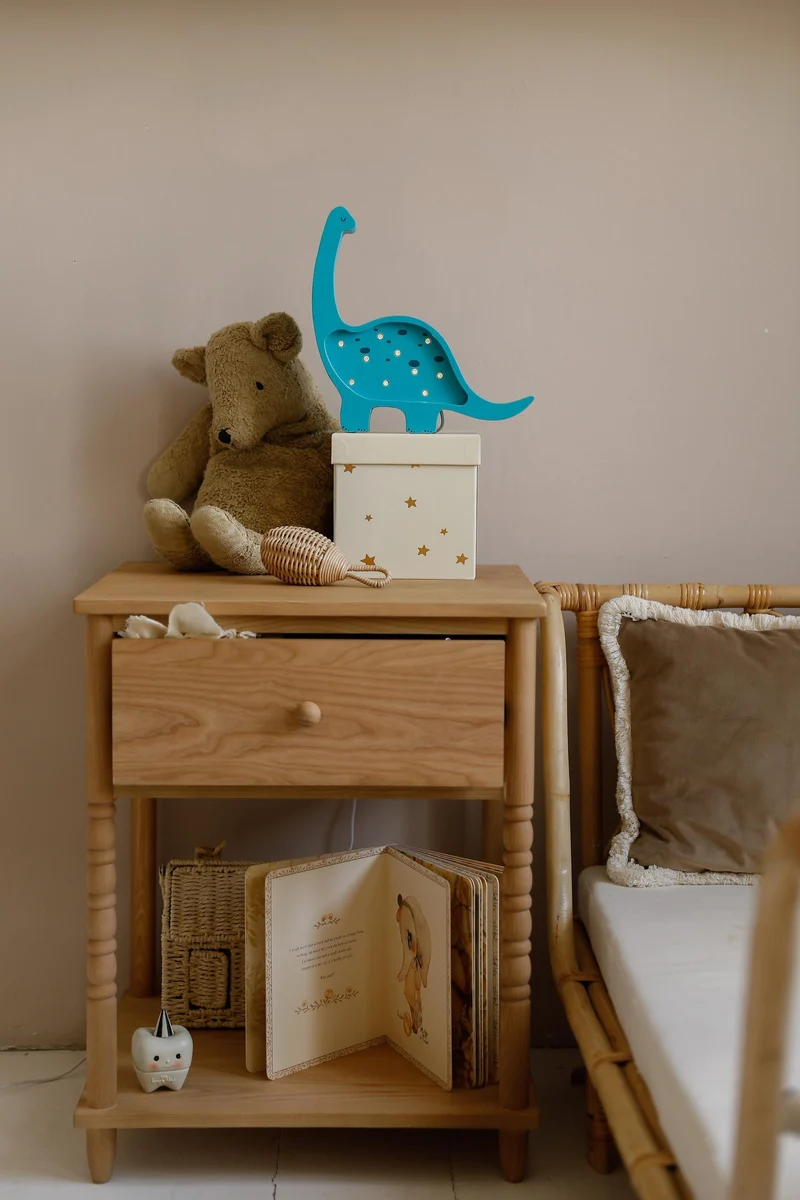 Little Lights Dino Diplodocus Mini Night Light | Bright Cyan