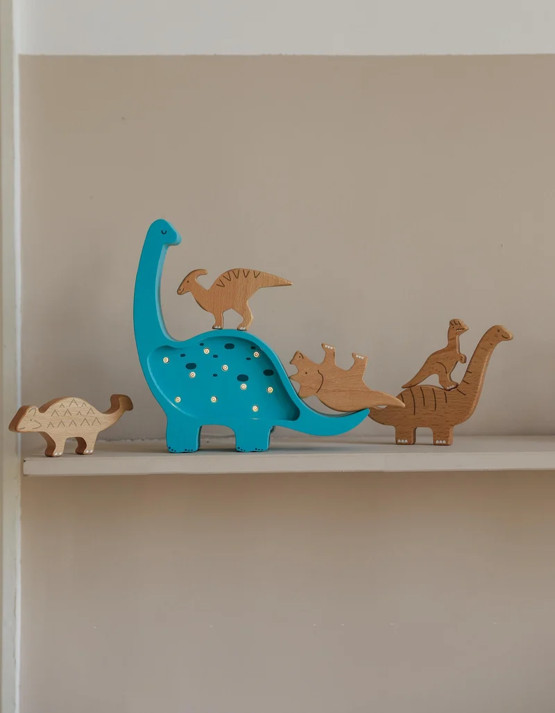 Little Lights Dino Diplodocus Mini Night Light | Bright Cyan