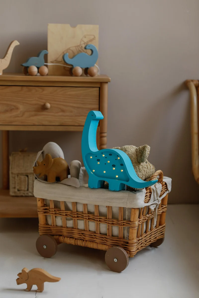 Little Lights Dino Diplodocus Mini Night Light | Bright Cyan