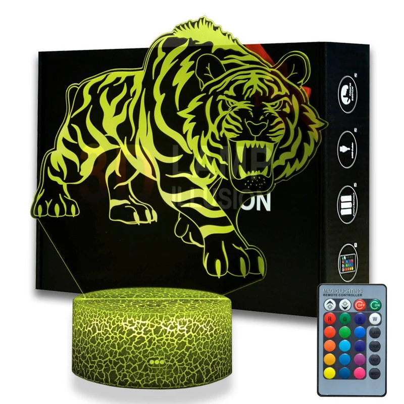 Nacht Lampe mit Tiger Motiv und Farbwechsel