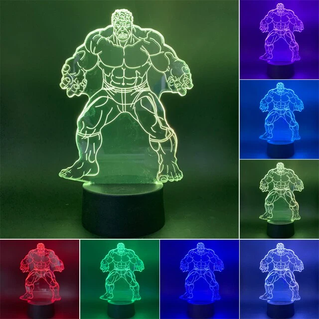 Hulk 3D LED Lampe, Nacht Licht Nachtlampe mit Farbwechsel