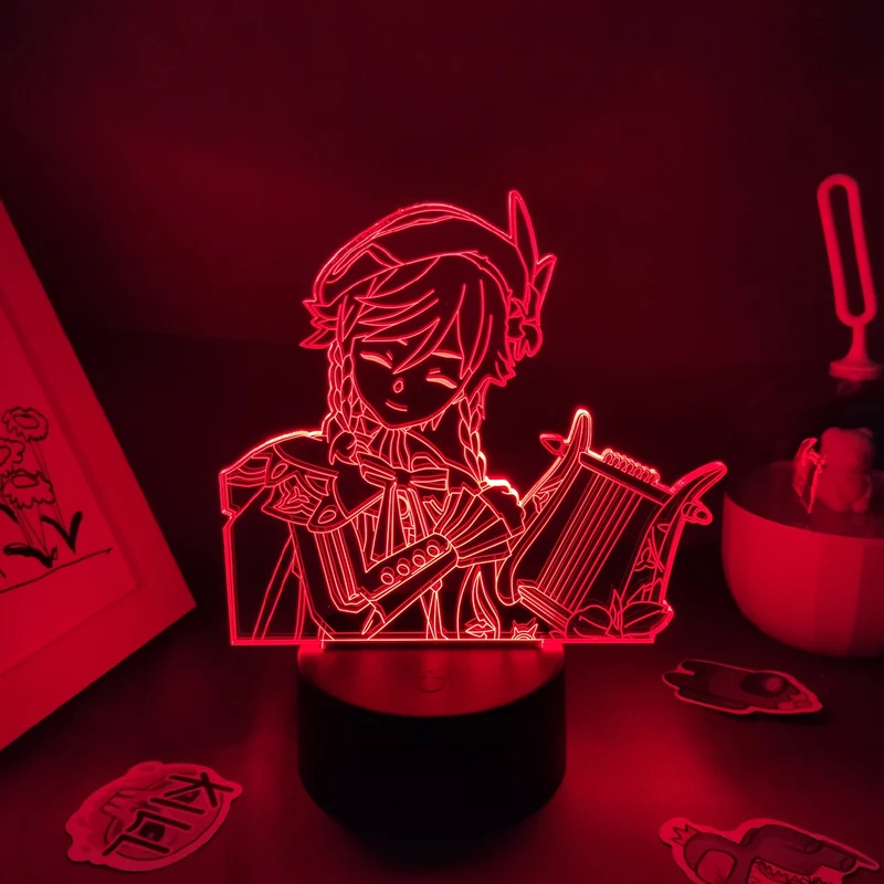 Genshin Impact Nacht Lichter Deko Lampen mit 3D Effekt - viele Motive