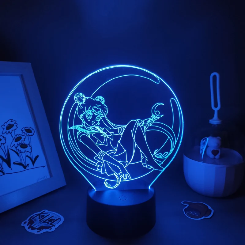 Sailor Moon 3D LED Lampe Nacht Licht mit Farbwechsel Effekt