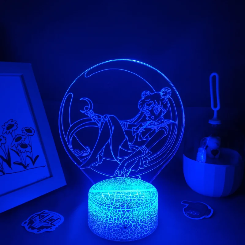 Sailor Moon 3D LED Lampe Nacht Licht mit Farbwechsel Effekt