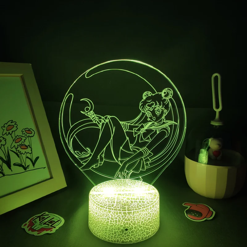 Sailor Moon 3D LED Lampe Nacht Licht mit Farbwechsel Effekt