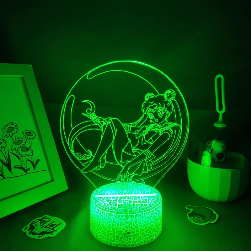 Sailor Moon 3D LED Lampe Nacht Licht mit Farbwechsel Effekt