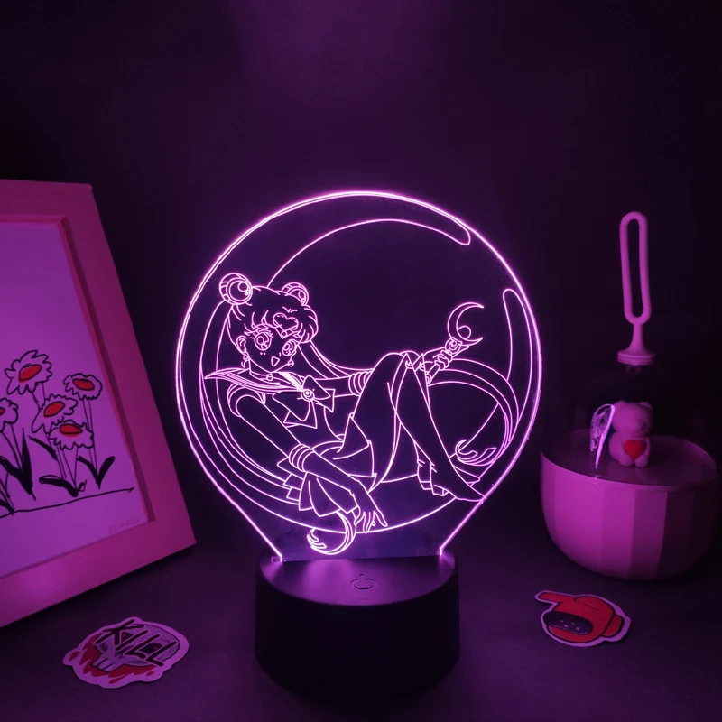 Sailor Moon 3D LED Lampe Nacht Licht mit Farbwechsel Effekt