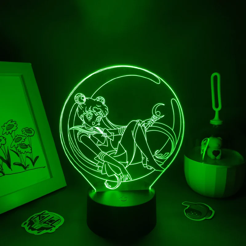 Sailor Moon 3D LED Lampe Nacht Licht mit Farbwechsel Effekt