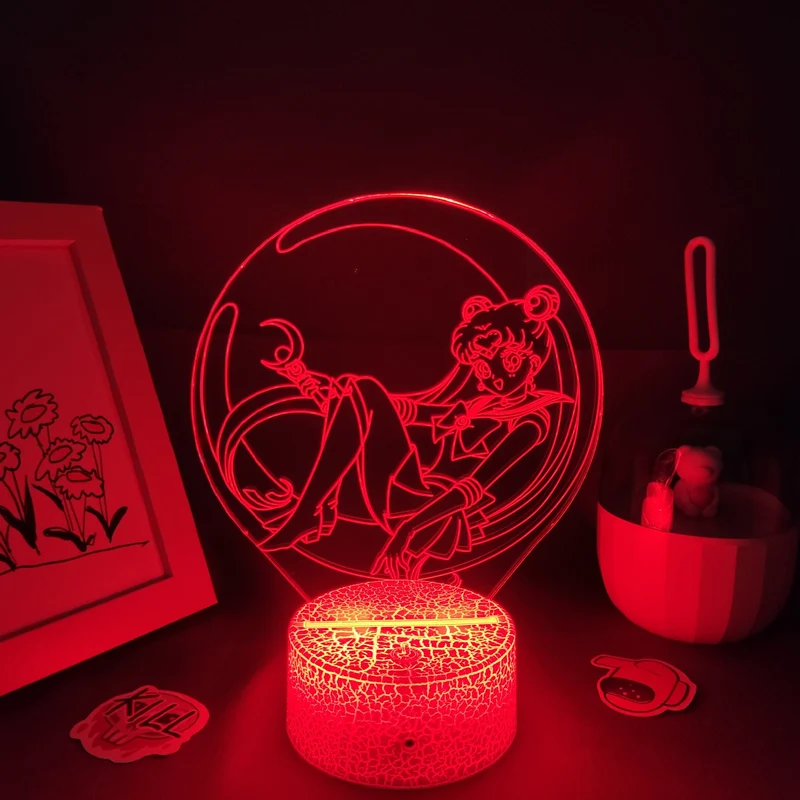 Sailor Moon 3D LED Lampe Nacht Licht mit Farbwechsel Effekt
