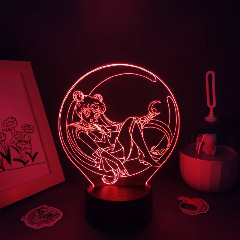Sailor Moon 3D LED Lampe Nacht Licht mit Farbwechsel Effekt