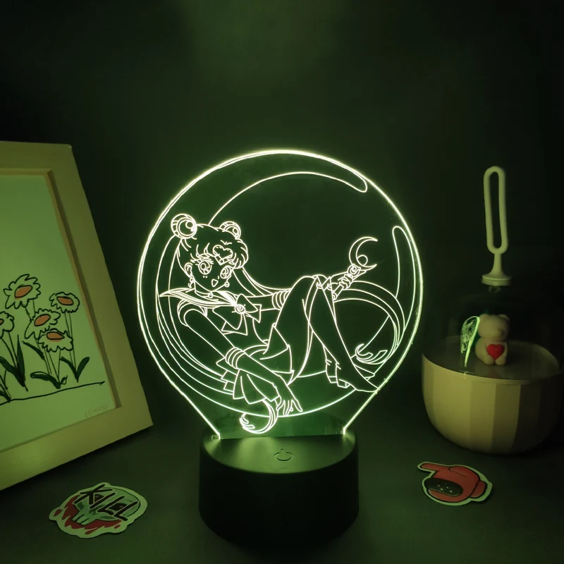 Sailor Moon 3D LED Lampe Nacht Licht mit Farbwechsel Effekt
