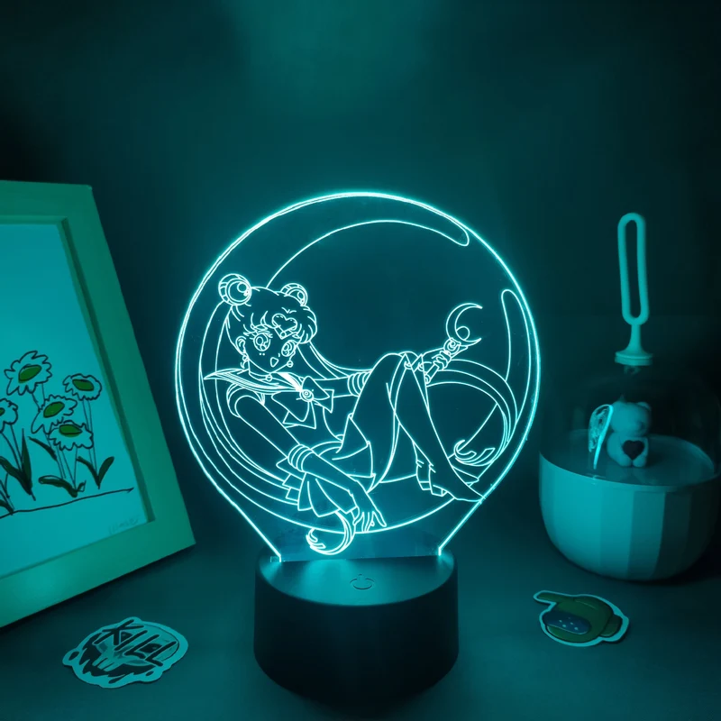 Sailor Moon 3D LED Lampe Nacht Licht mit Farbwechsel Effekt