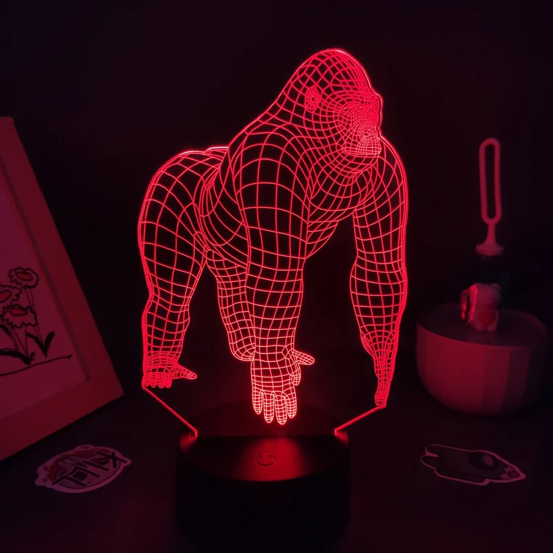 Gorilla King Kong Lampe Nachtlicht Farbwechsel und 3D Effekt