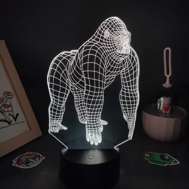 Gorilla King Kong Lampe Nachtlicht Farbwechsel und 3D Effekt