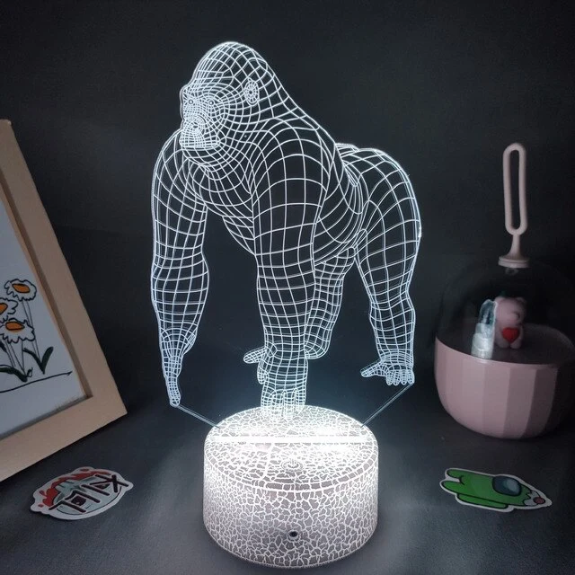 Gorilla King Kong Lampe Nachtlicht Farbwechsel und 3D Effekt