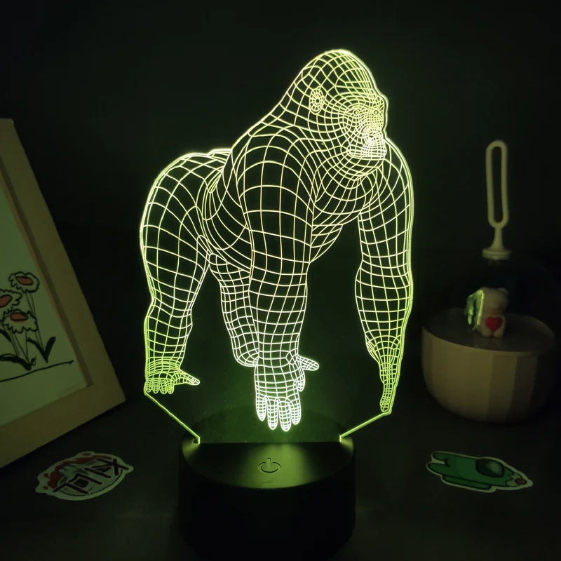 Gorilla King Kong Lampe Nachtlicht Farbwechsel und 3D Effekt