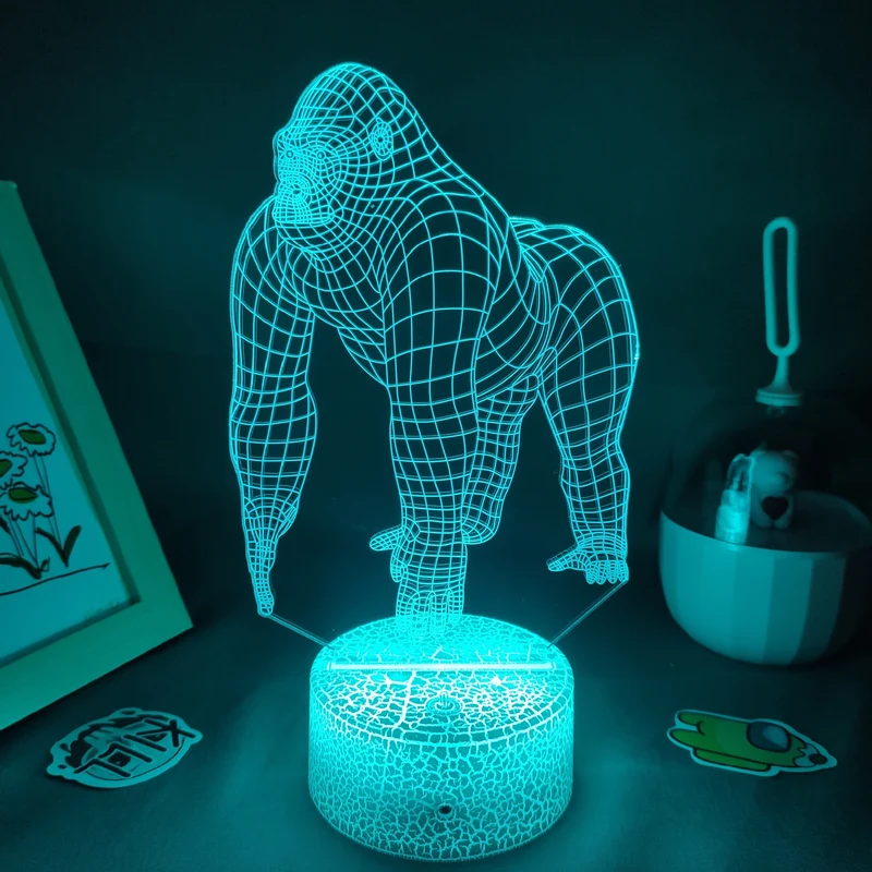 Gorilla King Kong Lampe Nachtlicht Farbwechsel und 3D Effekt