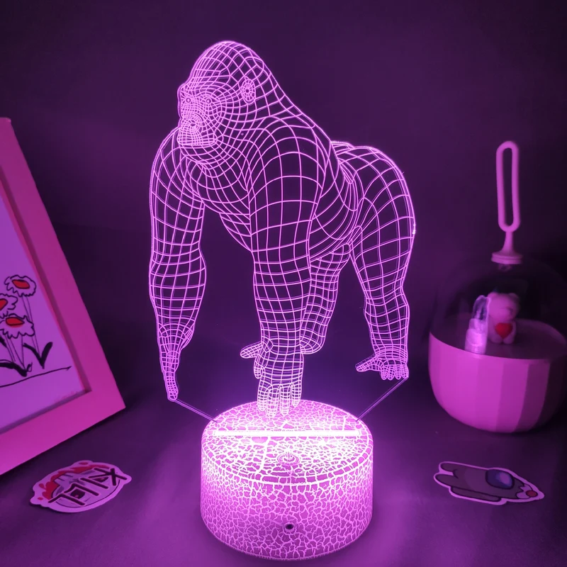 Gorilla King Kong Lampe Nachtlicht Farbwechsel und 3D Effekt