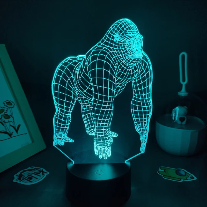 Gorilla King Kong Lampe Nachtlicht Farbwechsel und 3D Effekt