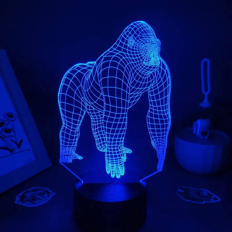 Gorilla King Kong Lampe Nachtlicht Farbwechsel und 3D Effekt
