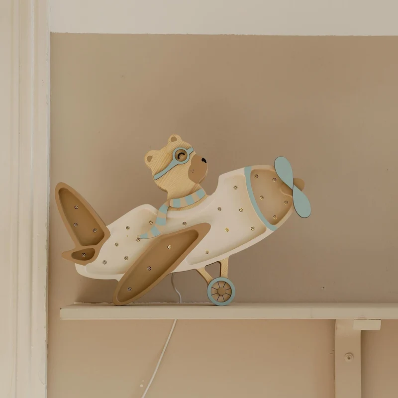 Little Lights Airplane Night Light with Teddy Pilot | Vanilla Sky