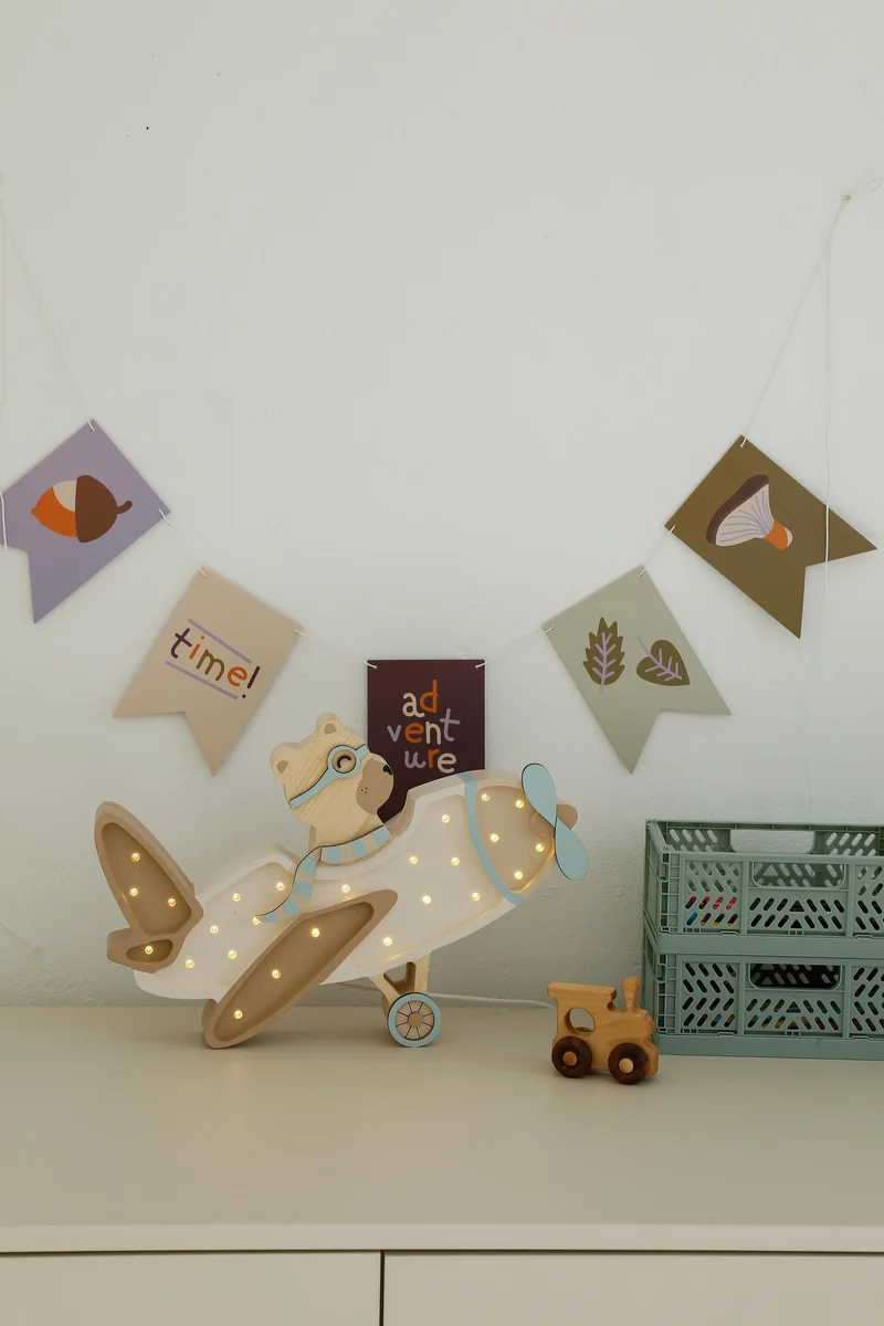 Little Lights Airplane Night Light with Teddy Pilot | Vanilla Sky
