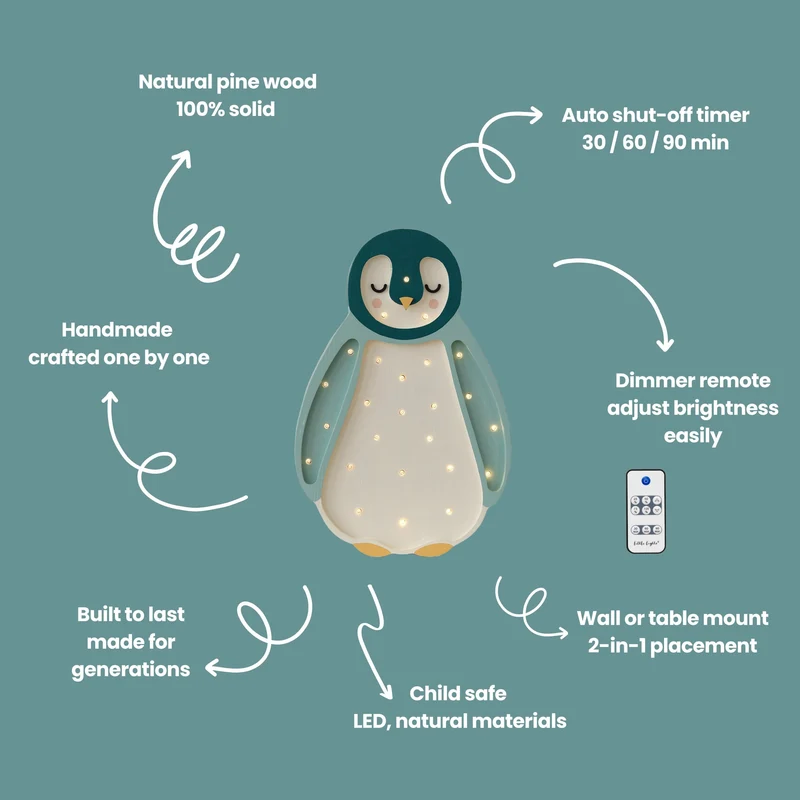 Little Lights Penguin Night Light | Teal