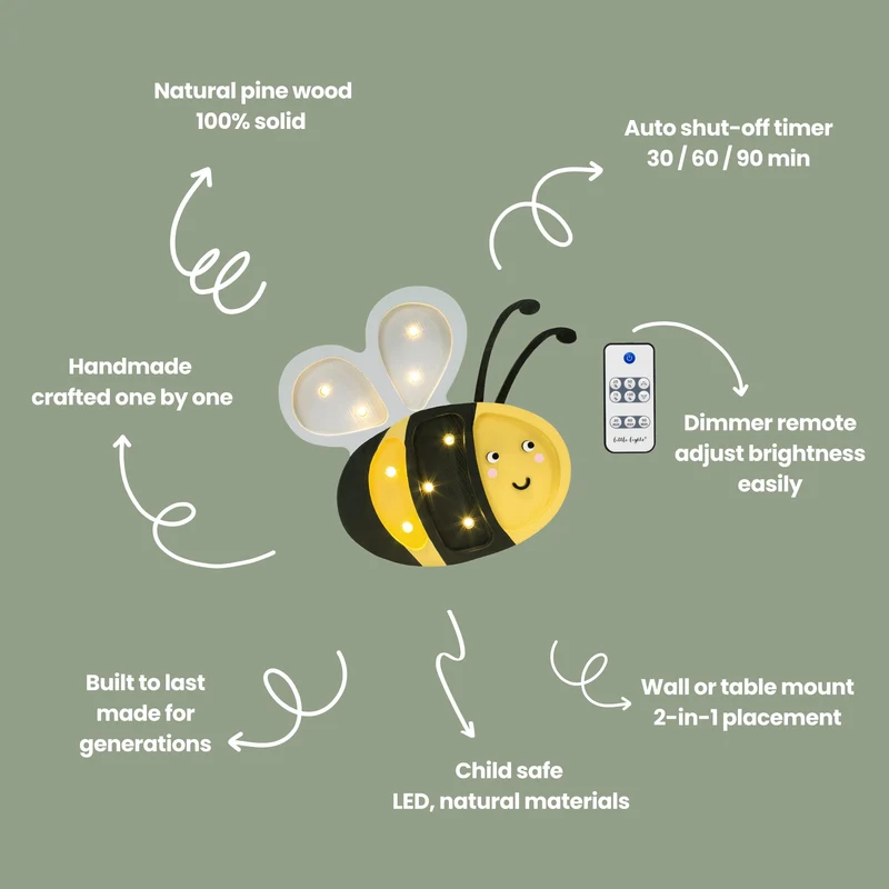 Little Lights Happy Bee Night Light | Honey Yellow