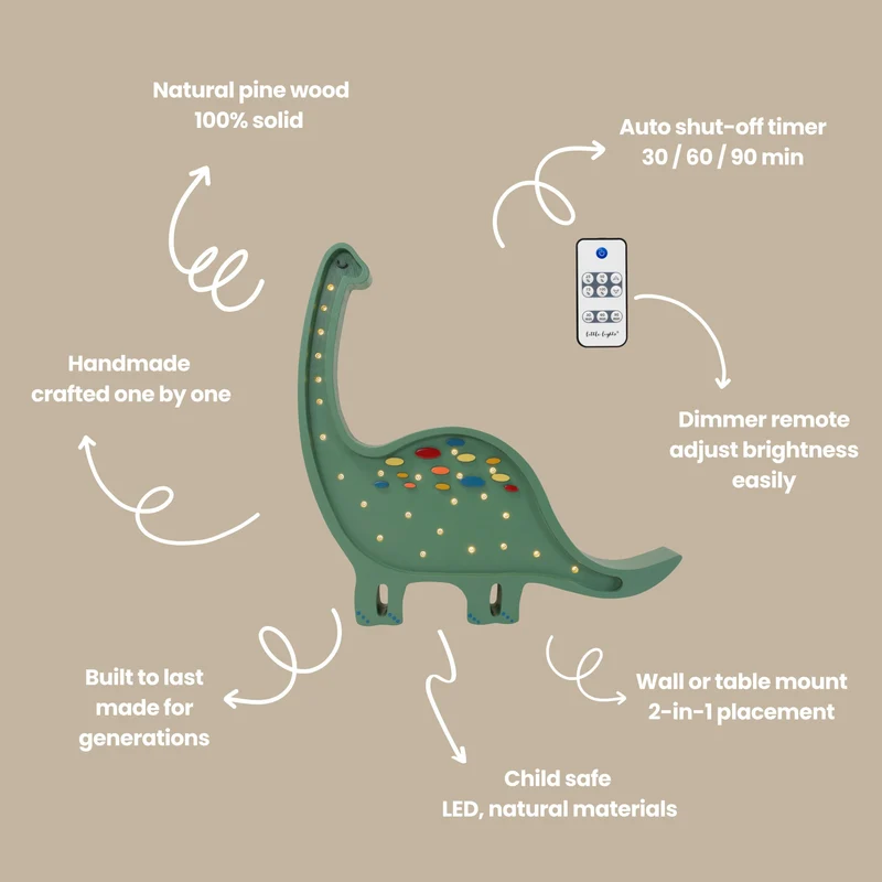 Little Lights Dino Diplodocus Night Light | Confetti Green