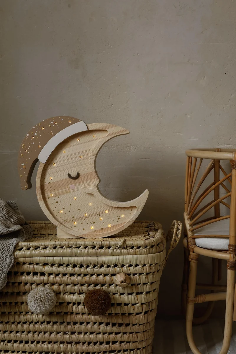 Little Lights Moon Night Light | Cappuccino Wood