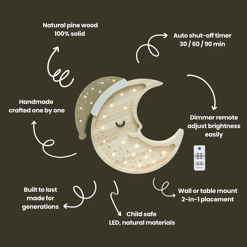 Little Lights Moon Night Light | Cappuccino Wood