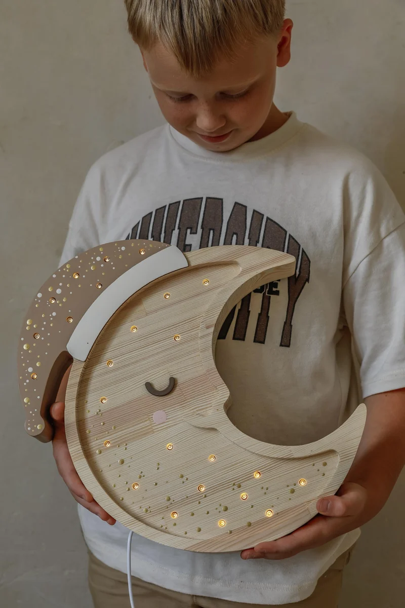 Little Lights Moon Night Light | Cappuccino Wood