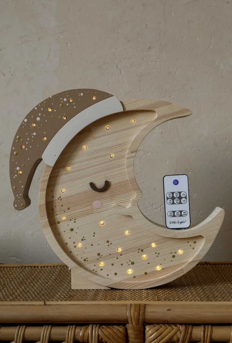 Little Lights Moon Night Light | Cappuccino Wood