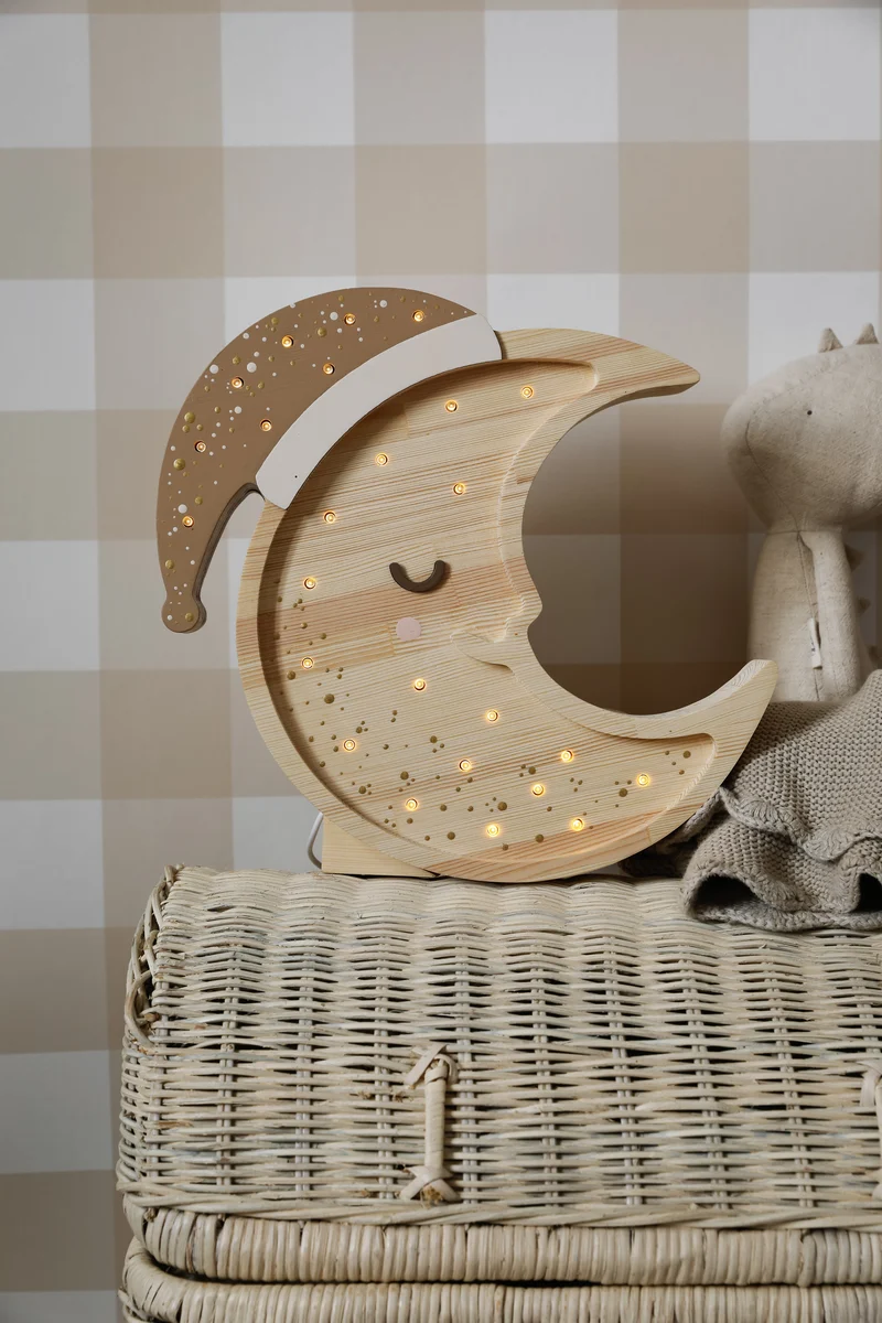 Little Lights Moon Night Light | Cappuccino Wood