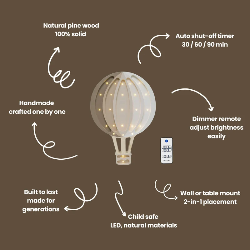 Little Lights Hot Air Balloon Night Light | Cappuccino Rainbow