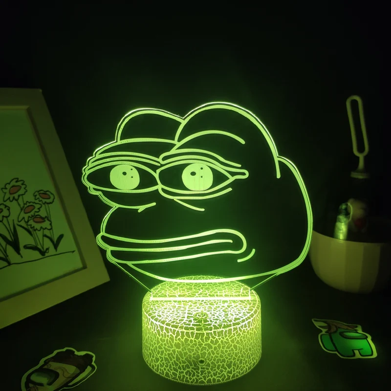 Sad Frog Pepe Feels Bad Meme Lampe Nachtlicht Farbwechsel und 3D Effekt