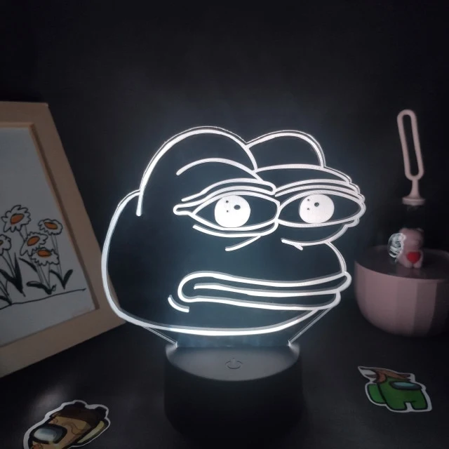 Sad Frog Pepe Feels Bad Meme Lampe Nachtlicht Farbwechsel und 3D Effekt