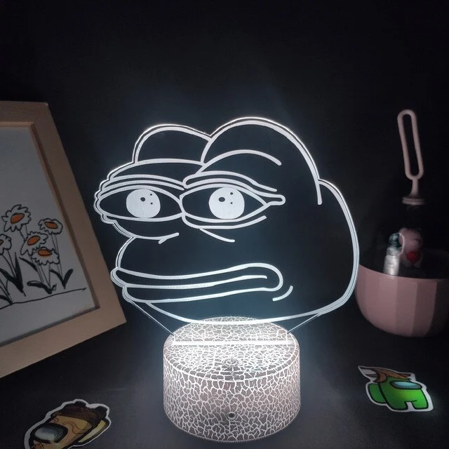 Sad Frog Pepe Feels Bad Meme Lampe Nachtlicht Farbwechsel und 3D Effekt