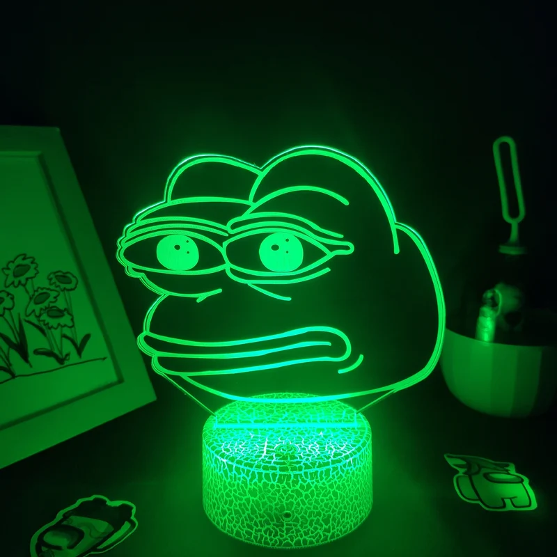 Sad Frog Pepe Feels Bad Meme Lampe Nachtlicht Farbwechsel und 3D Effekt