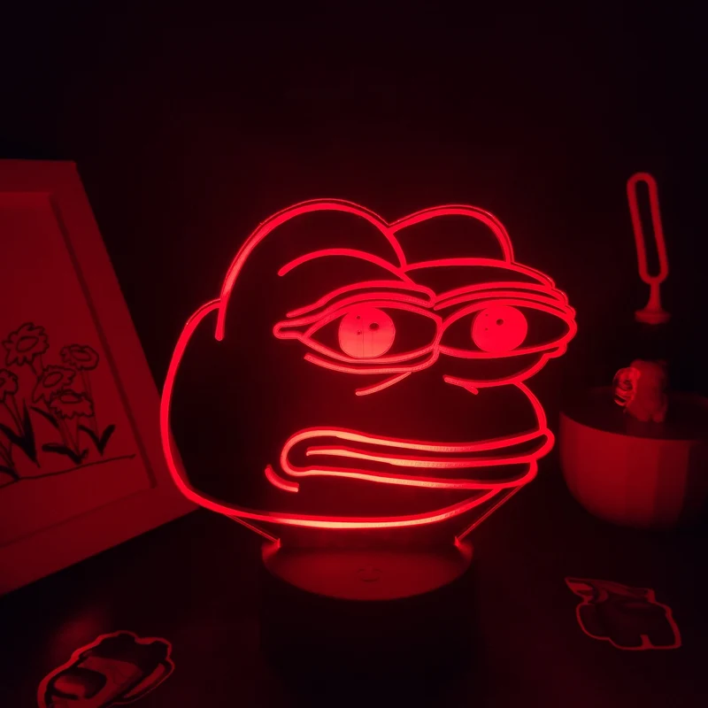 Sad Frog Pepe Feels Bad Meme Lampe Nachtlicht Farbwechsel und 3D Effekt