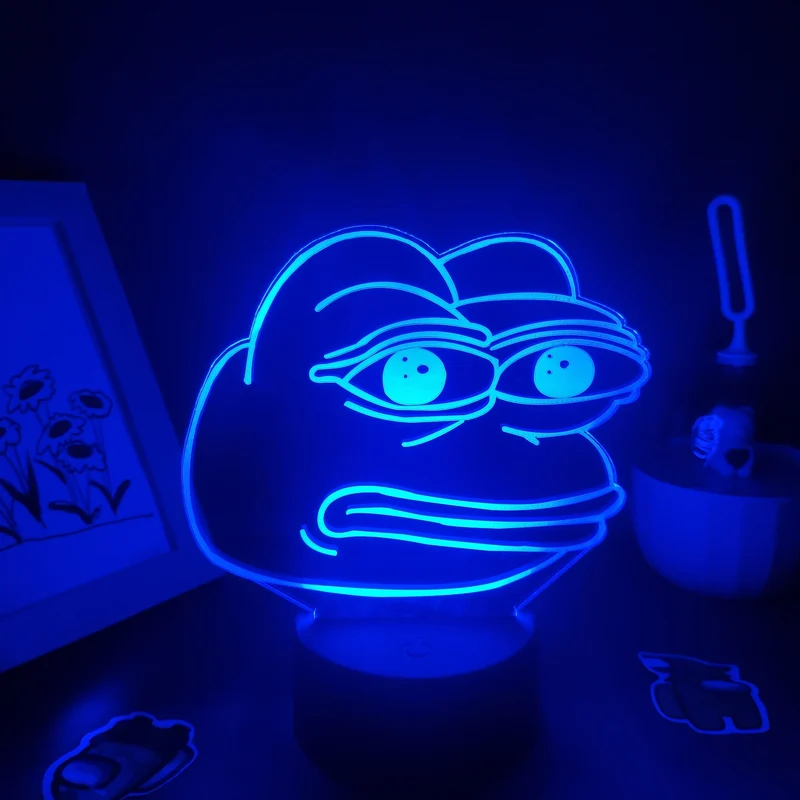 Sad Frog Pepe Feels Bad Meme Lampe Nachtlicht Farbwechsel und 3D Effekt