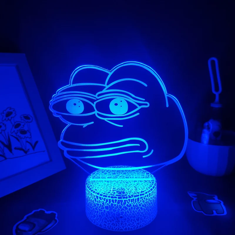 Sad Frog Pepe Feels Bad Meme Lampe Nachtlicht Farbwechsel und 3D Effekt