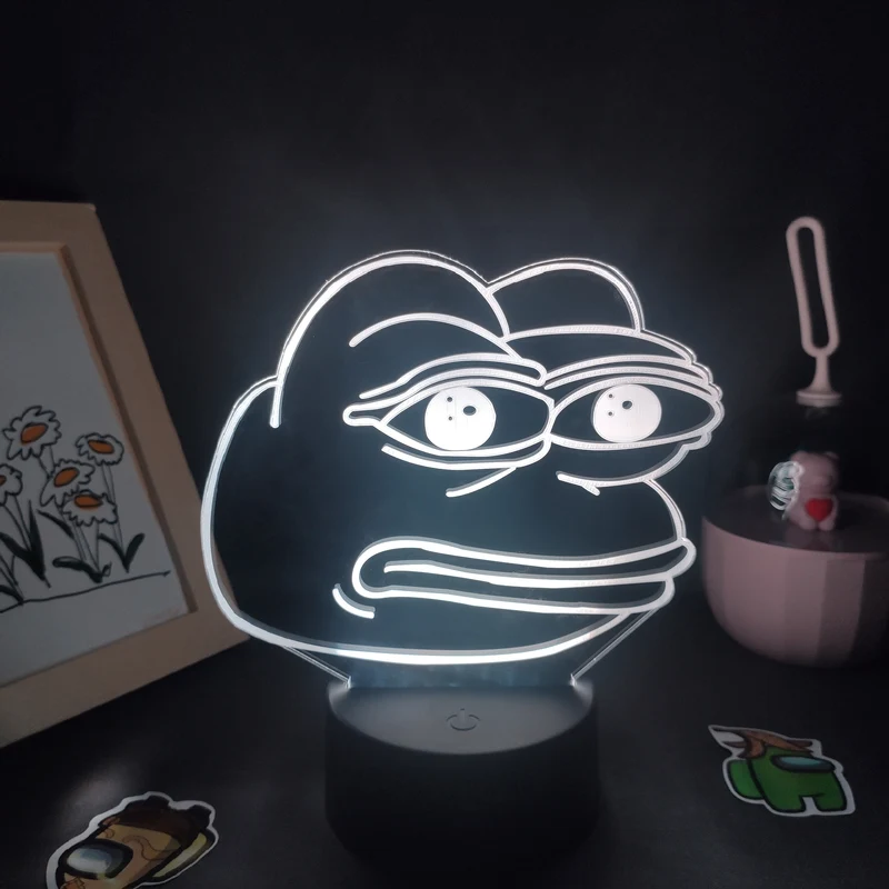 Sad Frog Pepe Feels Bad Meme Lampe Nachtlicht Farbwechsel und 3D Effekt