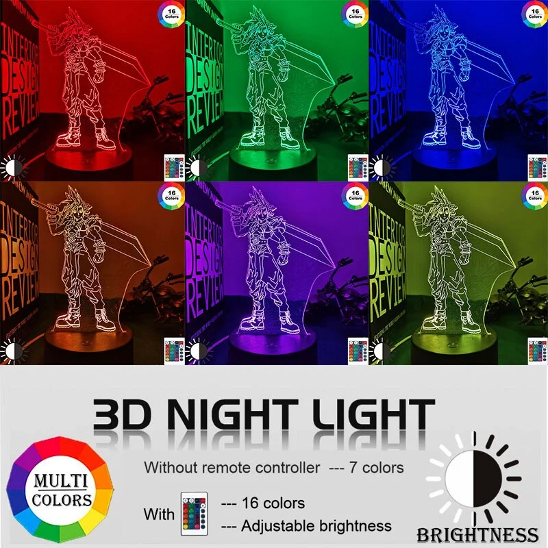 Final Fantasy Nacht Licht Lampe mit leuchtenden Farben