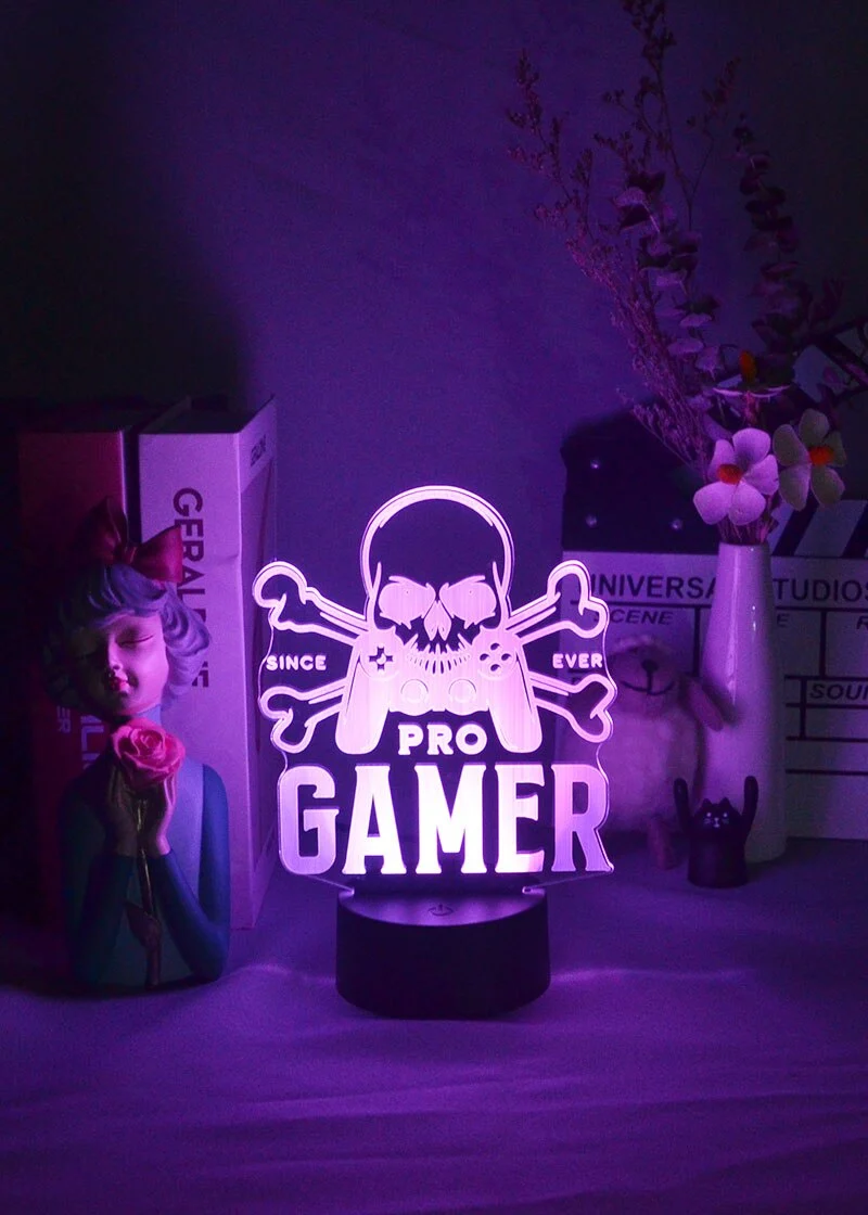 Coole 3D Illusion LED Lampe mit Pro Gamer Motiv - Farbwechsel