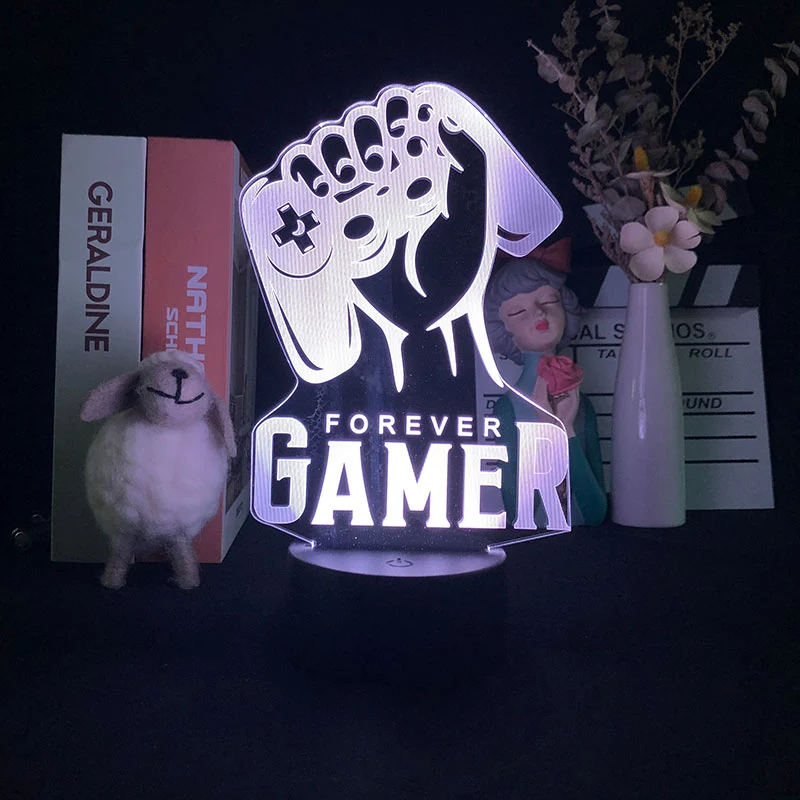 Nacht oder Deko Lampe mit Forever Gamer und Joypad Motiv