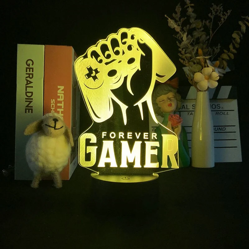 Nacht oder Deko Lampe mit Forever Gamer und Joypad Motiv