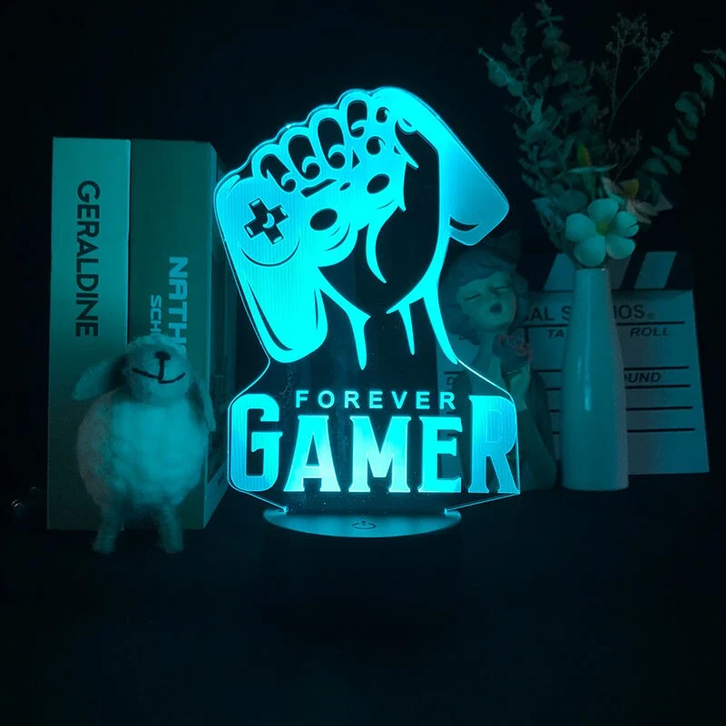 Nacht oder Deko Lampe mit Forever Gamer und Joypad Motiv
