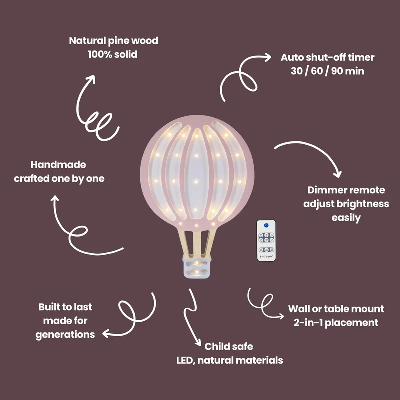 Little Lights Hot Air Balloon Night Light | Powder Pink