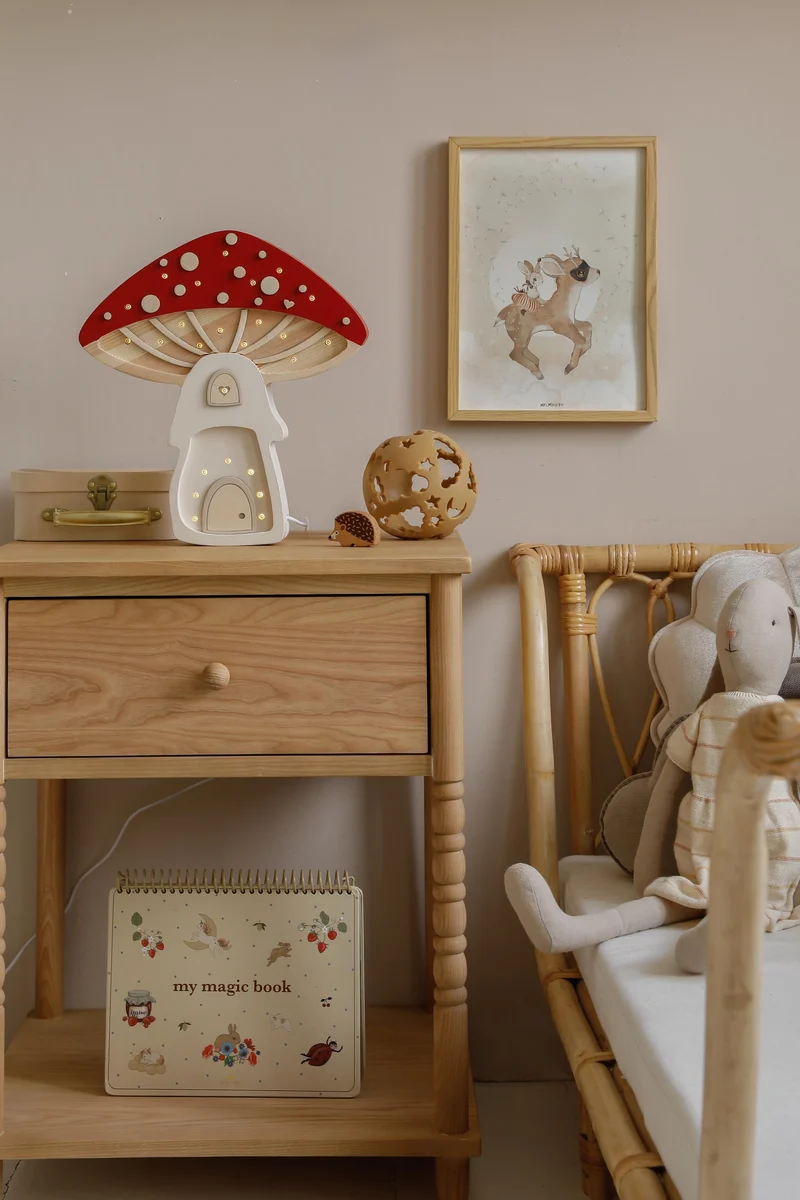 Little Lights Toadstool Mushroom House Night Light | Fairies Red